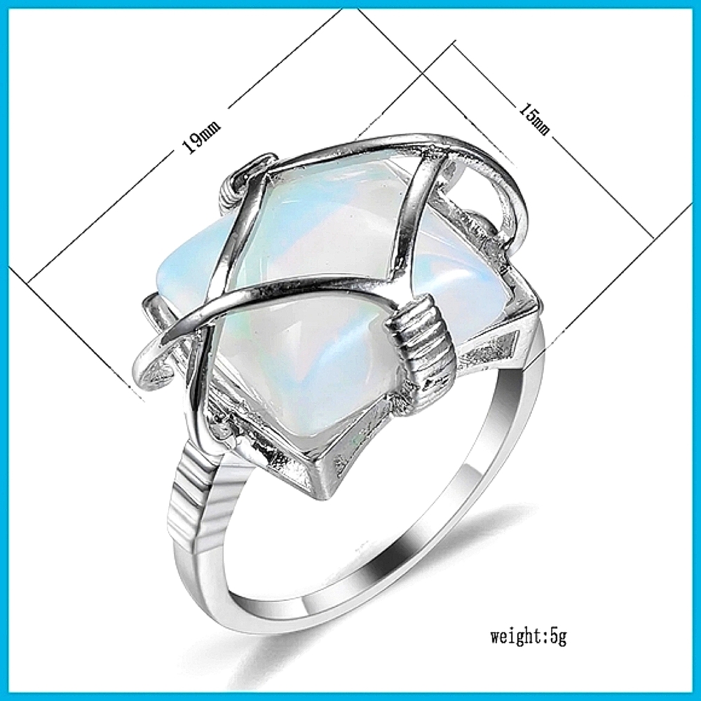 NIB Unique Bohemian Style Moonstone Silver Boho Statement Ring Size 7 - Picture 4 of 10